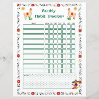 Hebdomadaire Habit Tracker Imprimable - Lama Editi