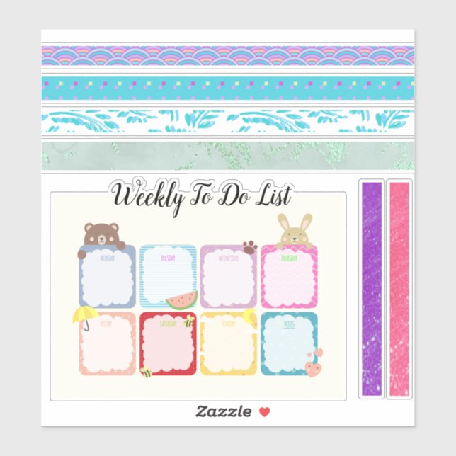 Hebdomadaire Pour Faire Liste Et Washi Sticker Set (Feuille)
