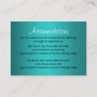 Hébergement Mariage turquoise - Cartes de Réceptio