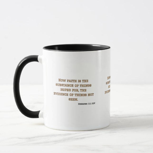 Hébreux 11:1 KJV Bible Verse Mug à deux tons (Gauche)