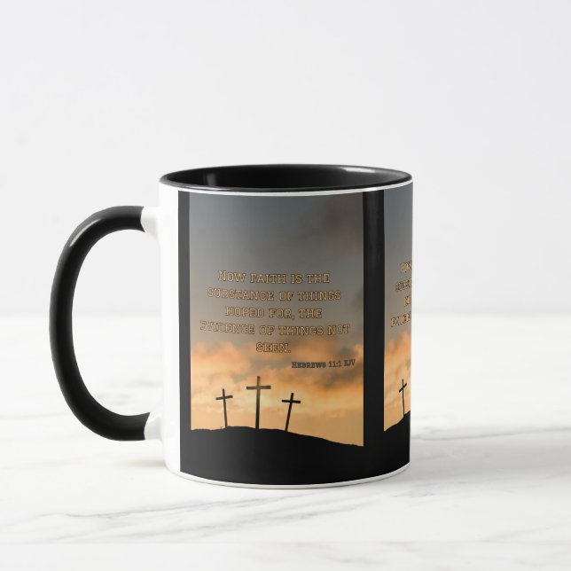 Hébreux 11:1 KJV Bible Verse Pic Mug à deux tons (Gauche)