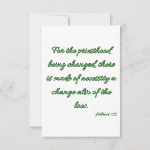 Hébreux 7:12 KJV Bible Verse Carte de voeux plat
