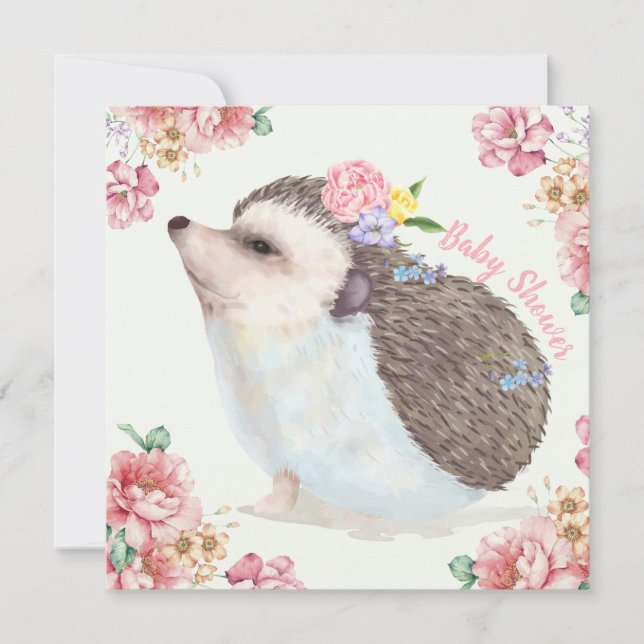 Hedgehog Baby Shower Invitation (Devant)