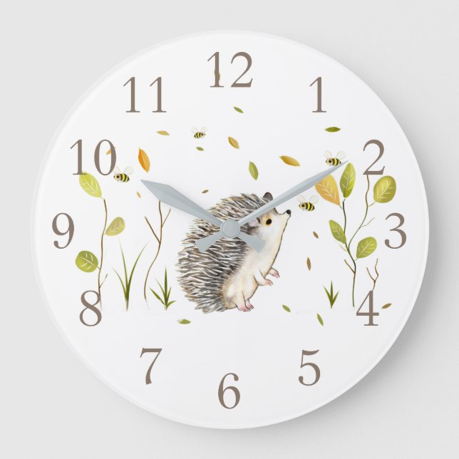 Hedgehog et Bee Wall Horloge (Recto)