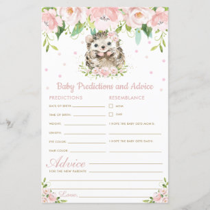Hedgehog Floral Baby Prédictions et conseils douch