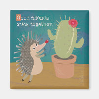 Hedgehog rencontre Cactus Magnet