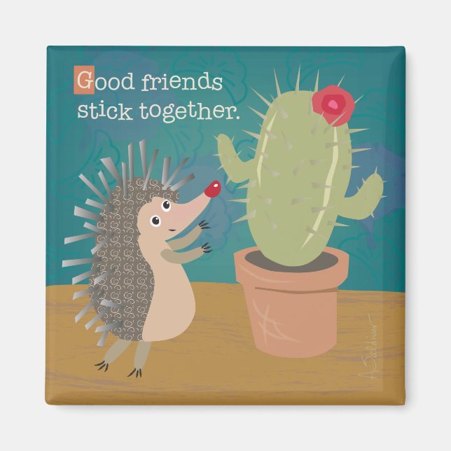Hedgehog rencontre Cactus Magnet (Devant)