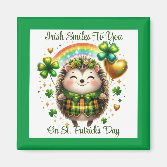 Hedgehog St. Patrick's Day Magnet (Devant)