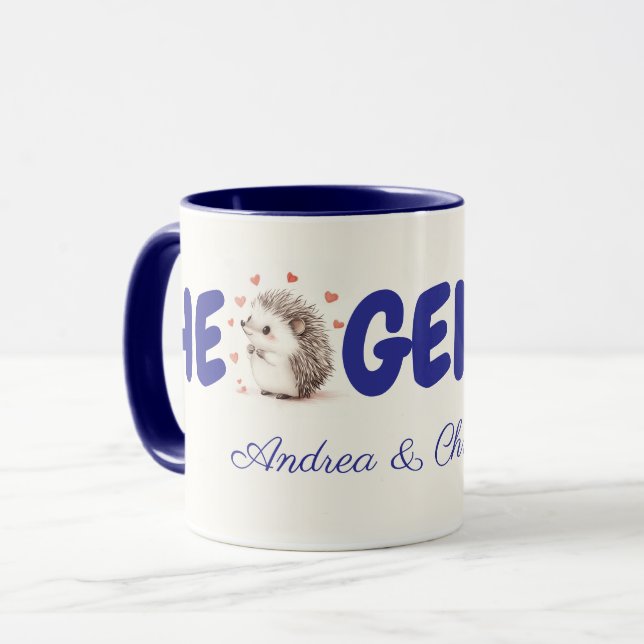 Hedgehugs ! Hérisson personnalisé Mug de café, Mug (Devant gauche)