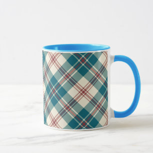Heffalump Navy Rouge Beige Plaid Ringer Coffee Mug
