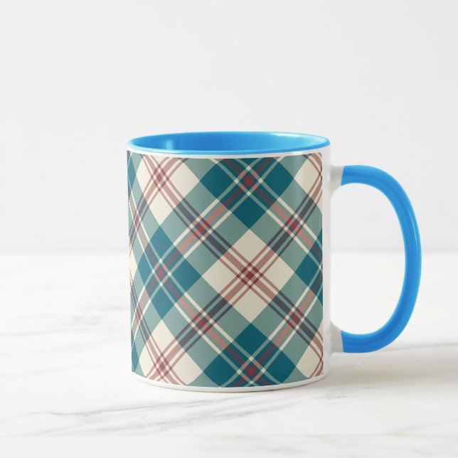 Heffalump Navy Rouge Beige Plaid Ringer Coffee Mug (Droite)