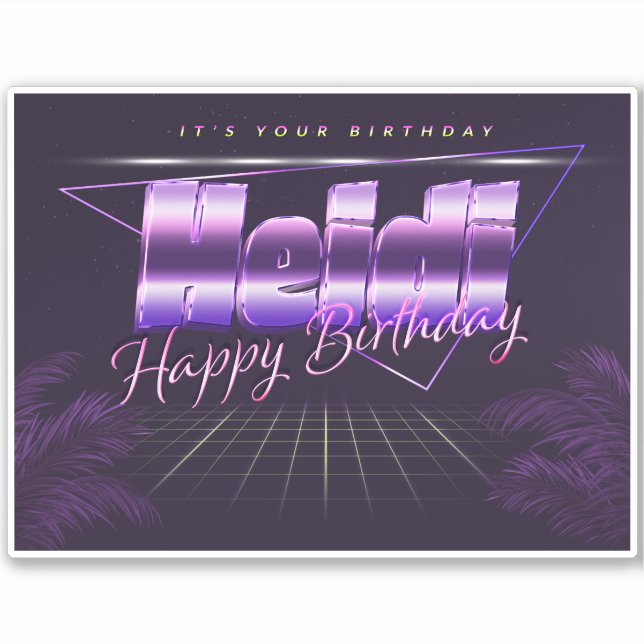 Heidi Name Prénom lila retro Sticker (Devant)