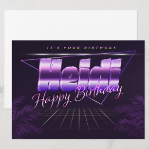 Heidi prénom nom carte rétro lilas anniversaire