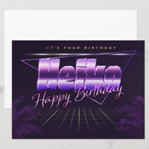 Heiko prénom carte rétro lilas anniversaire