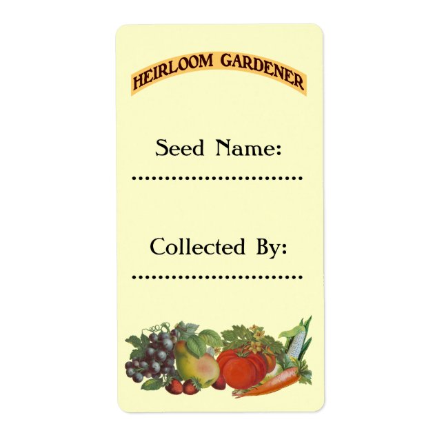 Heirloom Gardener Custom Seed Étiquettes (Devant)