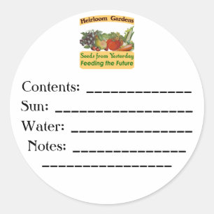 Heirloom Gardens Custom Seed Packet Étiquettes
