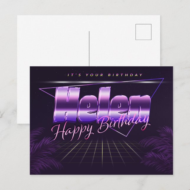 Helen Nom Prénom Anniversaire de la carte postale (Devant / Derrière)