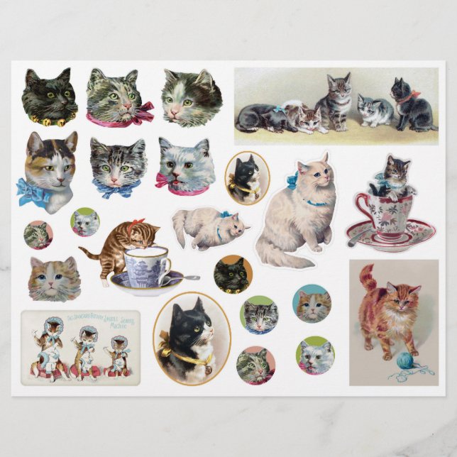 Helena Maguire and Others Vintage Cat Fussy Cuts (Devant)
