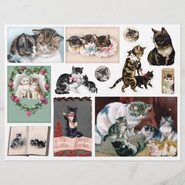 Helena Maguire Vintage Cat Art Ephemera Fussy Cuts (Devant)
