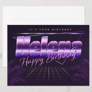 Helena prénom carte rétro lilas pour un anniversai