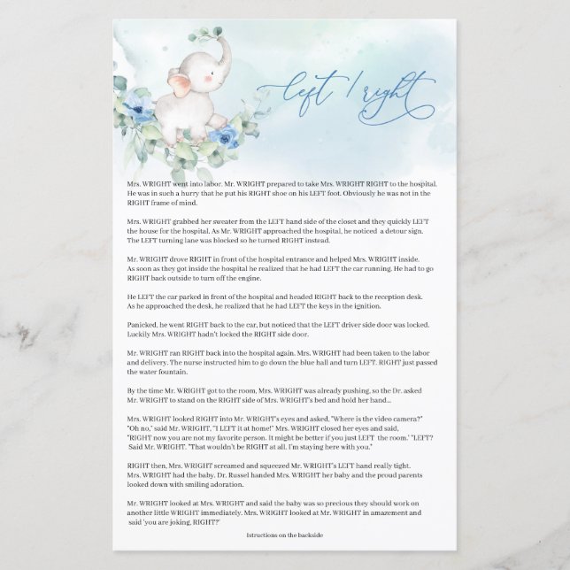 Héléphant boho tendance bleu floral gauche jeu (Devant)