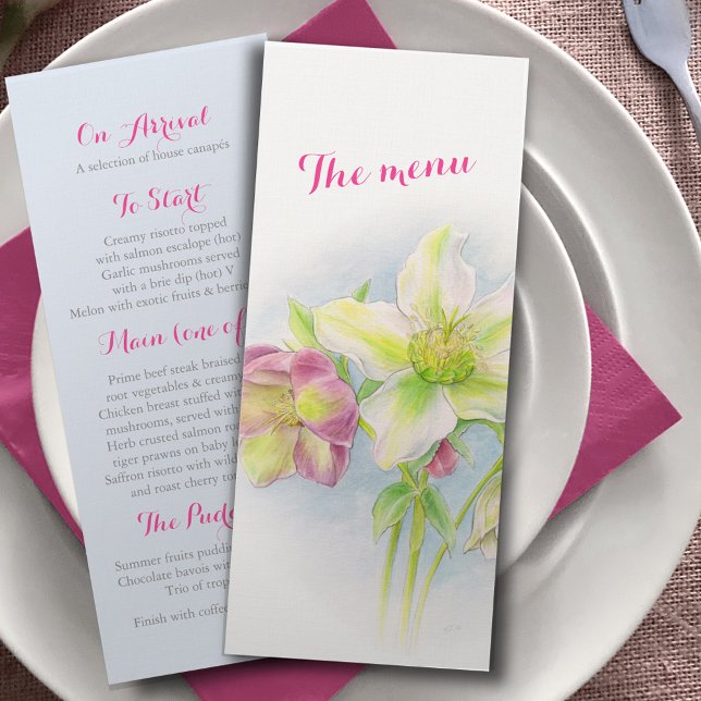 Hellebore art mariage ou menu d'événement de print (Créateur téléchargé)