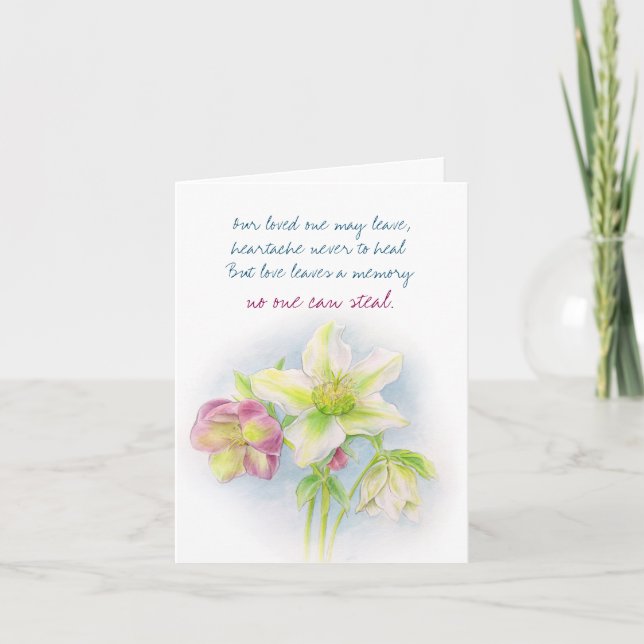 Hellebore fleurs condolences carte de sympathie (Devant)