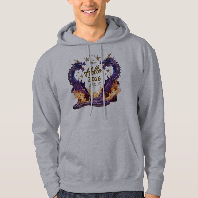 Hello 2026 Dual Dragon Fire Pullover Hoodie (Devant)