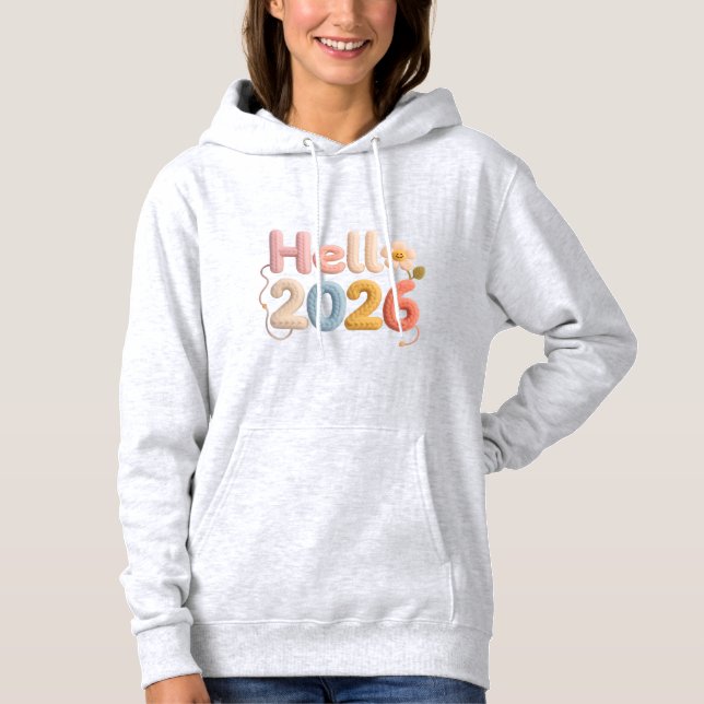 Hello 2026 Hoodie – Faux Yarn Cozy Pullover Gift (Devant)