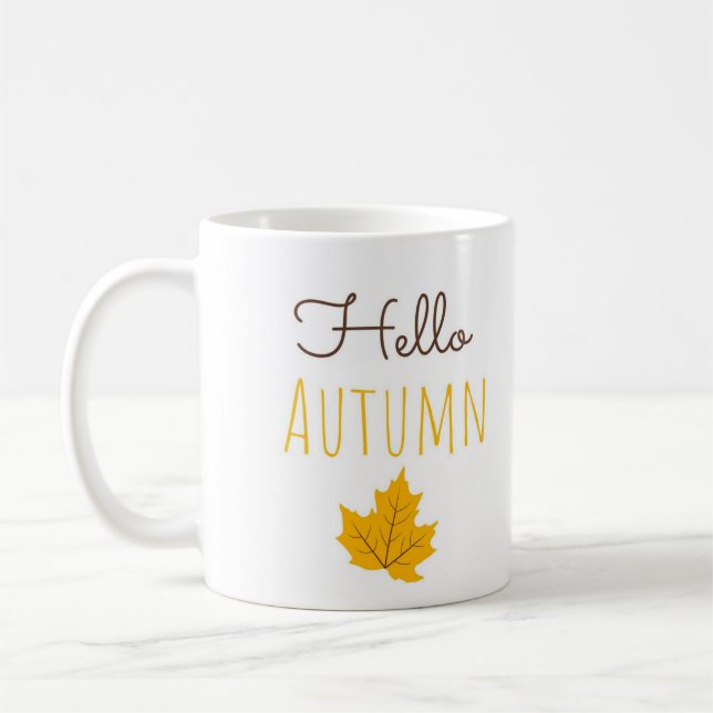 Hello Autumn Maple Leaf Coffee Mug for Cozy Fall  (Gauche)