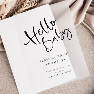 Hello Baby Modern Script Faire-part de naissance