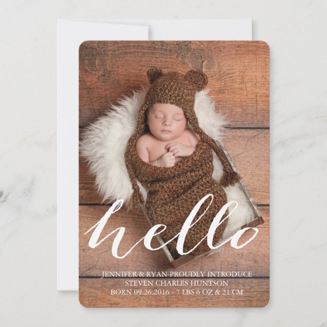 HELLO BABY MODERNE FAIRE-PART DE NAISSANCE PHOTOCA (Devant)