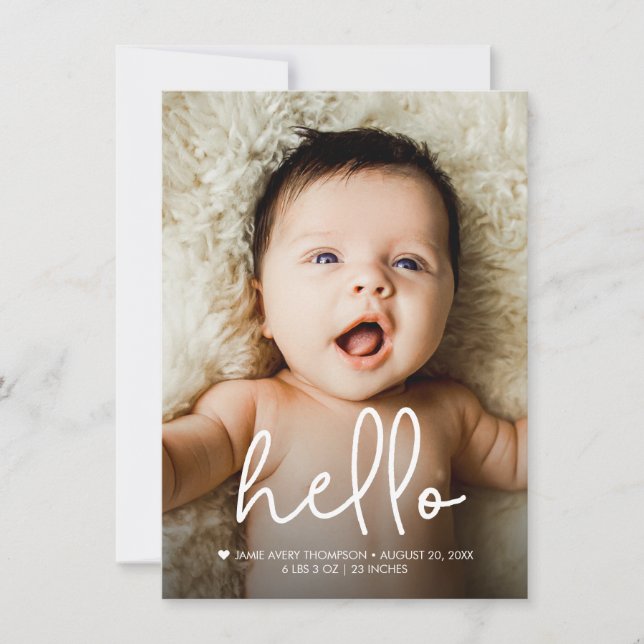 Hello Baby Photo Faire-part de naissance (Devant)