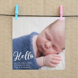 Hello Baby Photo Simple Chic Faire-part de naissan