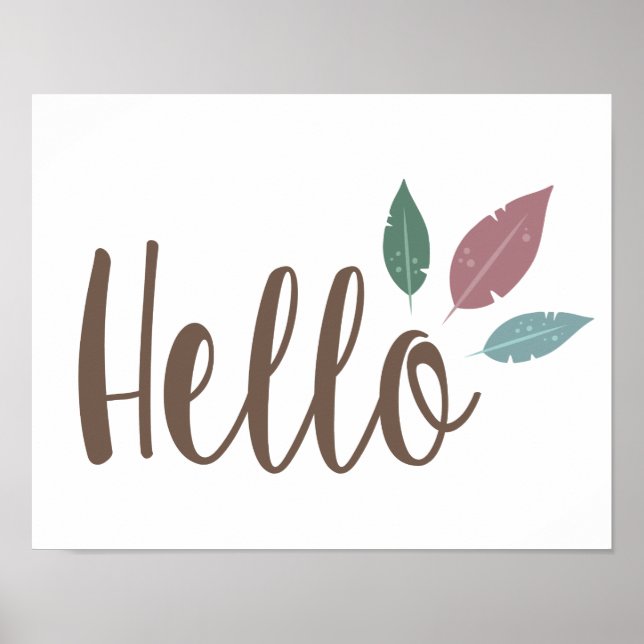 Hello calligraphy feather welcome poster (Devant)