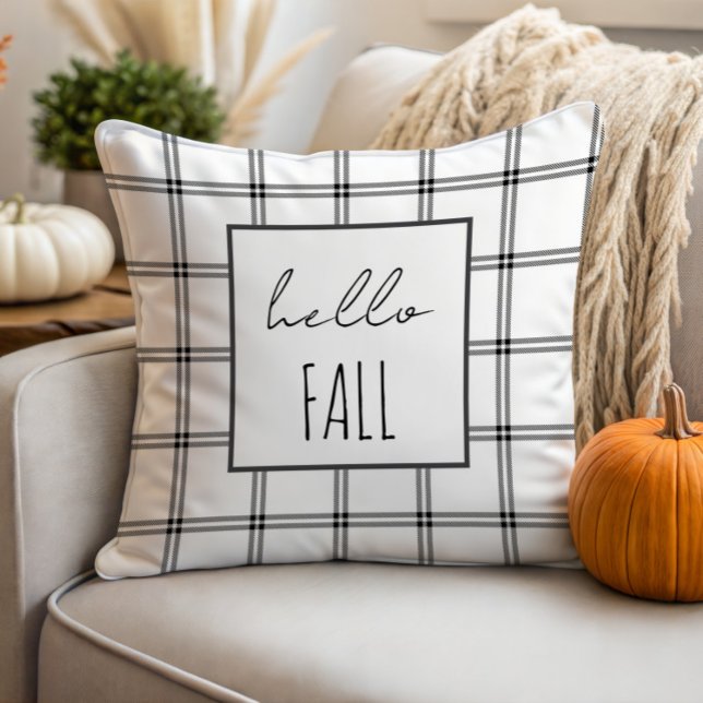 Hello Fall Modern Farmhouse Coussin | Minimaliste (Créateur téléchargé)