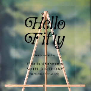 Hello Fifty Retro Affiche de bienvenue du 50e an