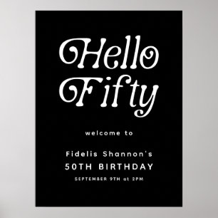 Hello Fifty Retro   Affiche de bienvenue du 50e an