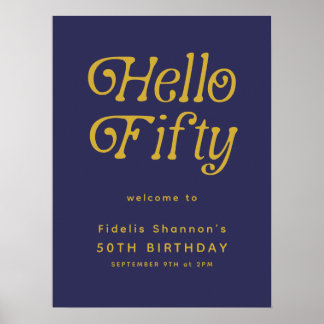 Hello Fifty Retro | Affiche de bienvenue du 50e an