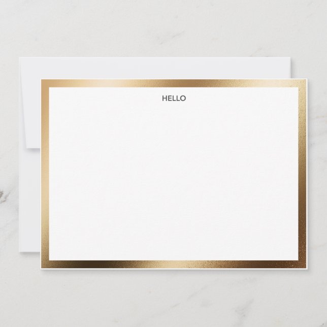 Hello Gold Border Carte pour notes (Devant)