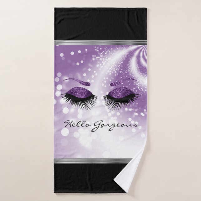 Hello Gorgeous - Beaux cils pourpres (Serviette de bain)