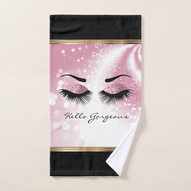 Hello Gorgeous - Beaux cils rose (Serviette à main)