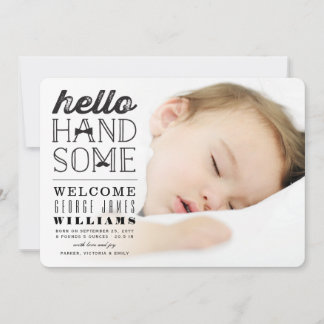 Hello Handsome Baby Boy Photo Faire-part de naissa