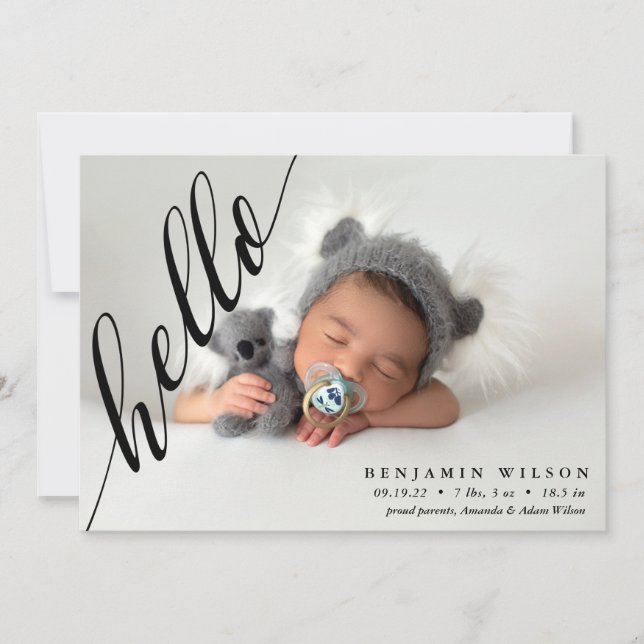 Hello Modern Photo Baby Faire-part de naissance (Devant)