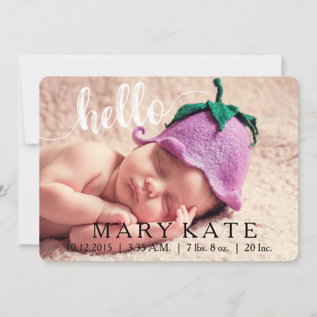 HELLO MODERNE FAIRE-PART DE NAISSANCE PHOTOCARD BL (Devant)