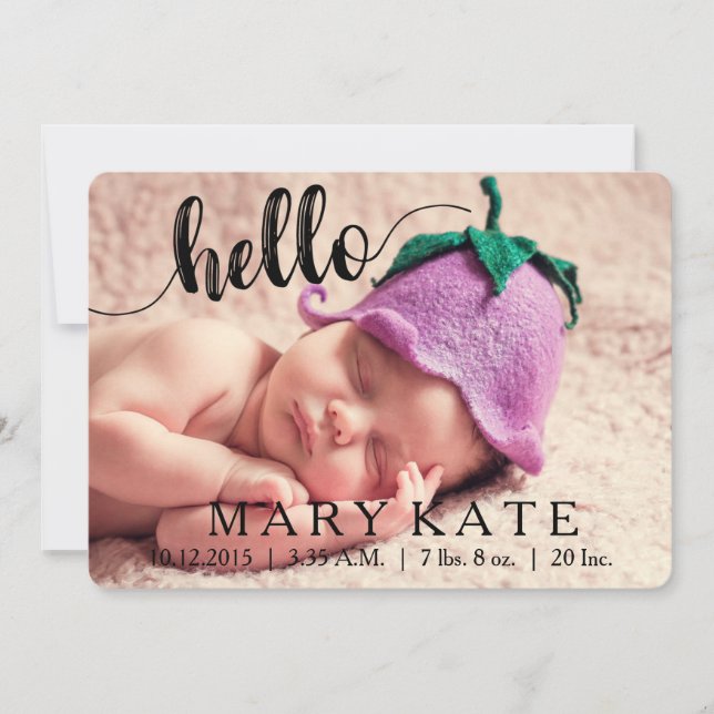 HELLO MODERNE FAIRE-PART DE NAISSANCE PHOTOCARD NO (Devant)