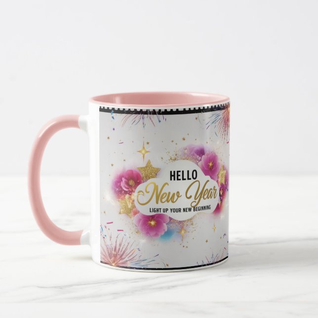 Hello New Year Glam Cinematic Floral Combo Mug (Gauche)