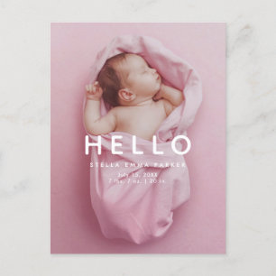 HELLO Simple Photo Overlay Faire-part de naissance