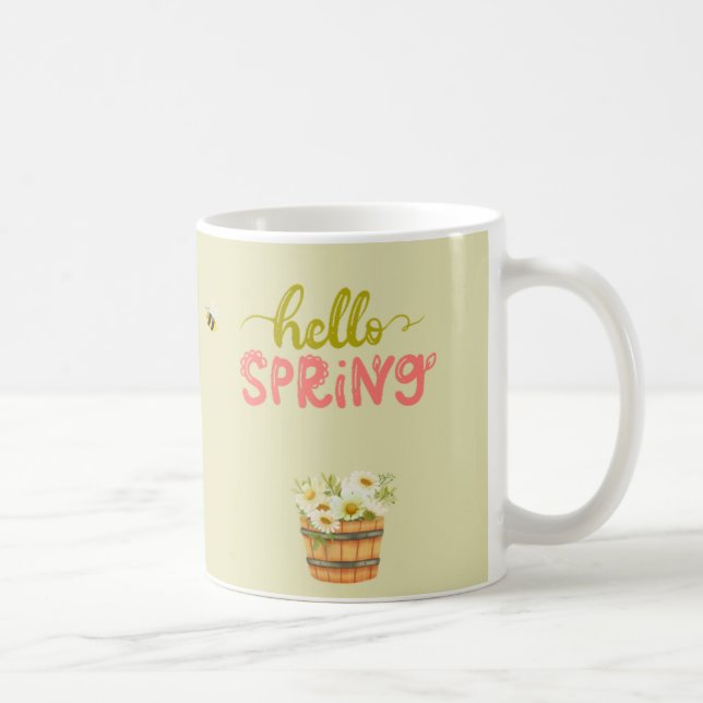 Hello Spring Floral Hedgehog Mug – Cute Bee & Flow (Droite)