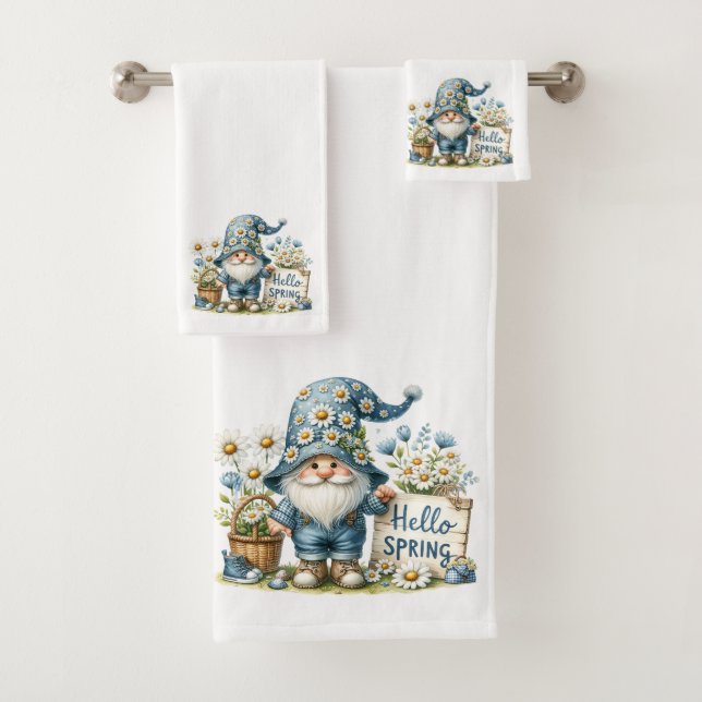 Hello Spring Gnome Towel Trio (En situation)